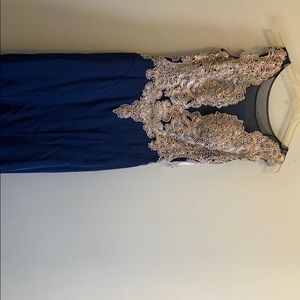 Navy blue prom dress.